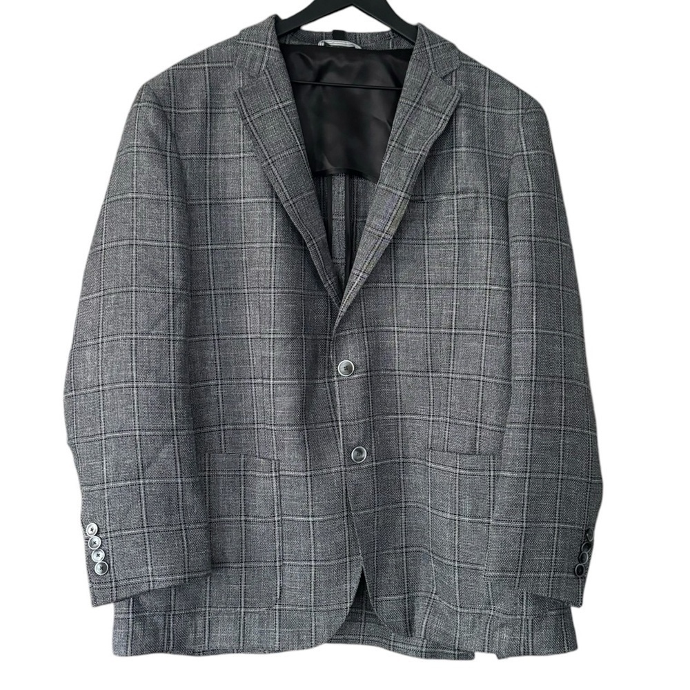 Hugo Boss Men’s Slim Fit Haylon Unstructured Blazer Jacket 46r Gray Plaid